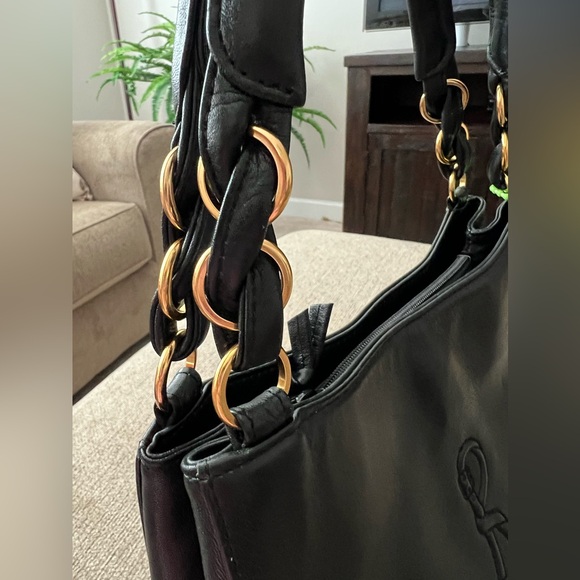 Roberta Di Camerino Black Leather Shoulder Purse ITALY - Picture 9 of 16